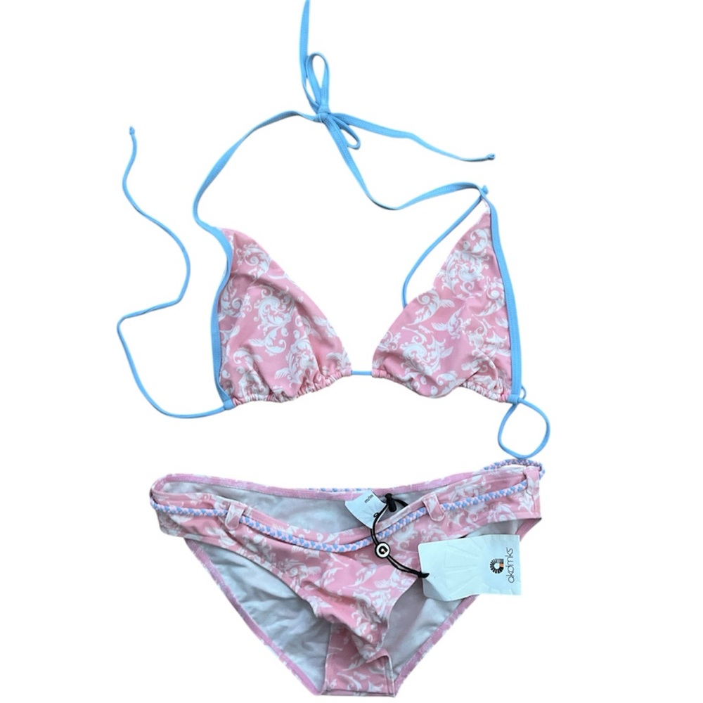 Akademiks braided detail pink and blue seafoam Y2K Vintage deadstock bikini